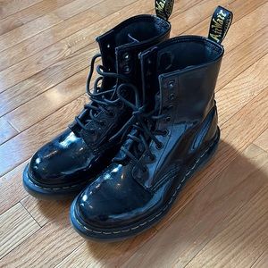 Dr. Martens Shiny Patent Leather Lace Up Boots